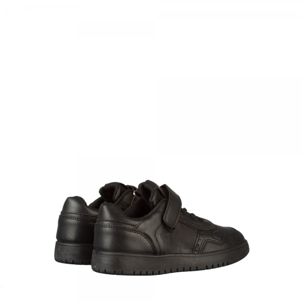 Παιδικά αθλητικά παπούτσια  μαύρα από οικολογικό δέρμα Rizza, 4 - Kalapod.gr